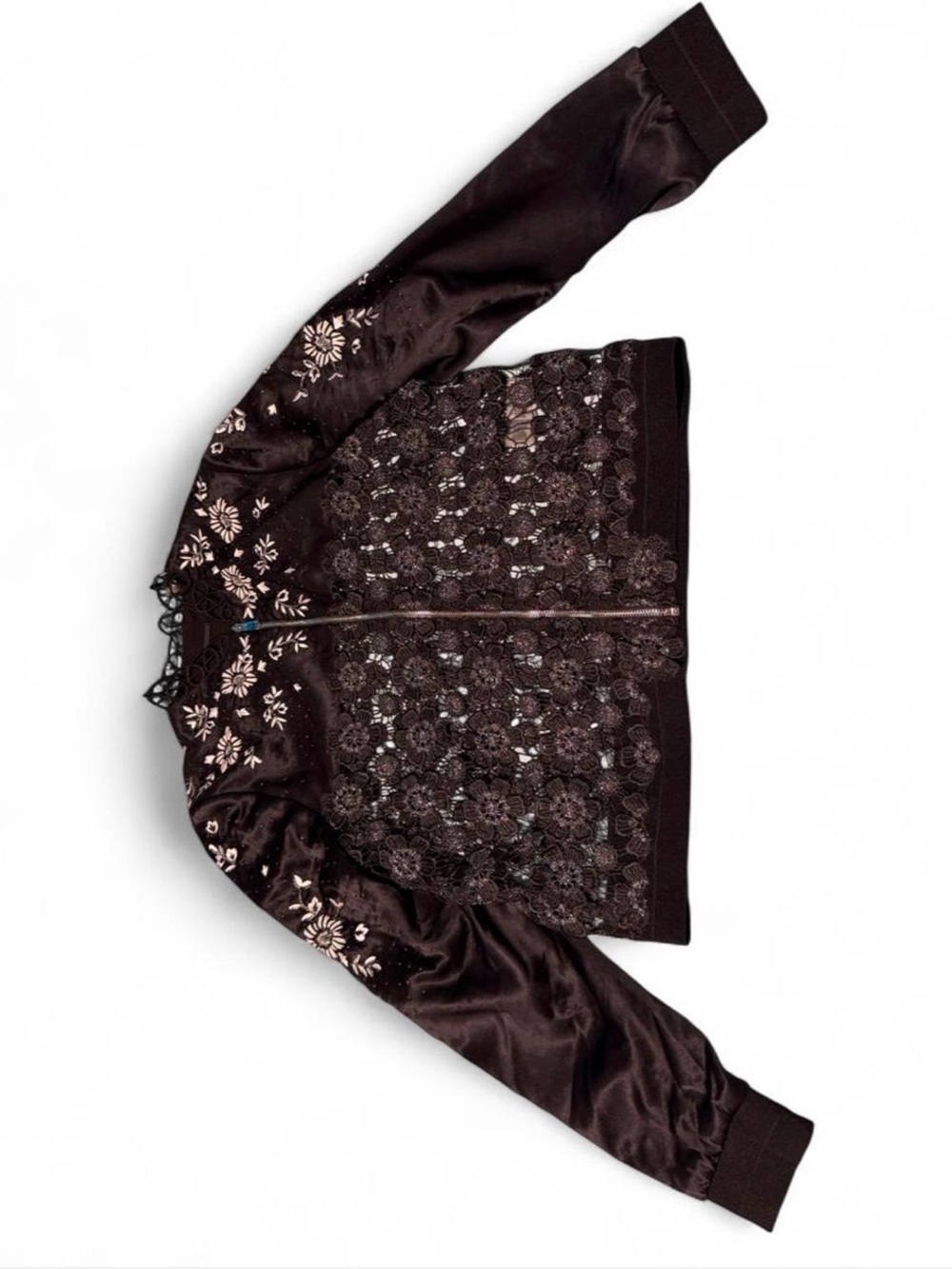 Elie Tahari Black Floral Lace Bomber Jacket